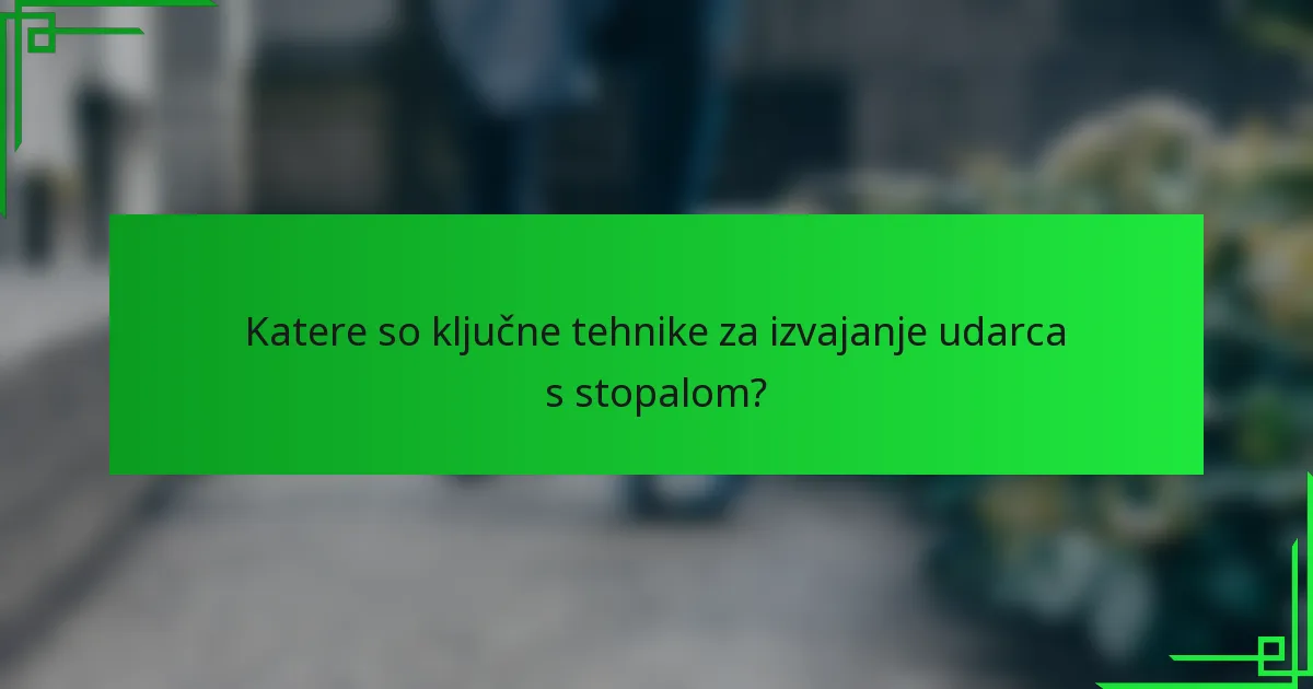 Katere so ključne tehnike za izvajanje udarca s stopalom?